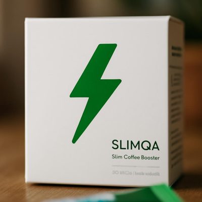 Grünes Blitz-Symbol als Sinnbild für den Energieeffekt der Slimqa Formel im Kaffee
